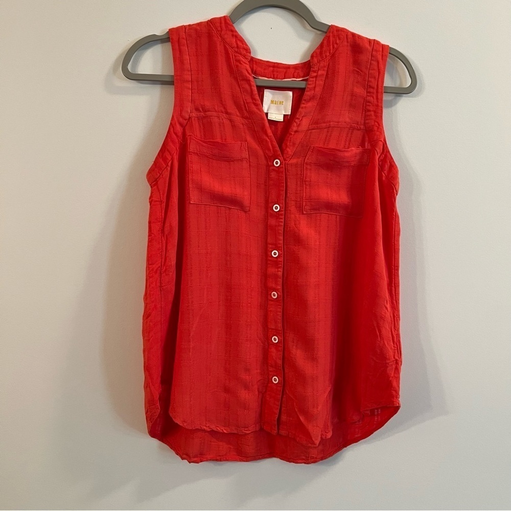 Women’s Maeve orange button up sleeveless blouse size 2